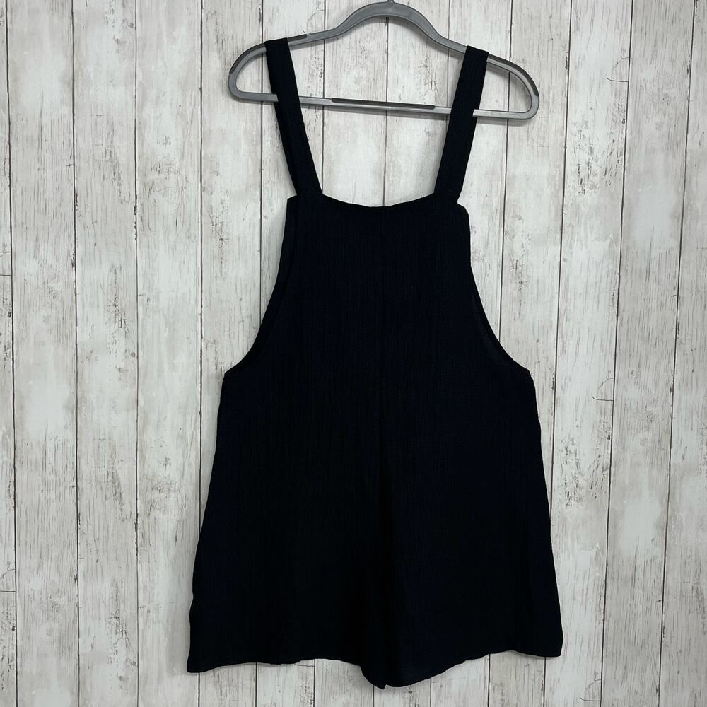 Emery Rose Black Comfy Pockets Stretch Casual Summer Overall Romper Shorts